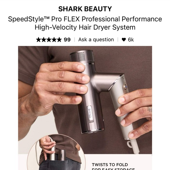 Shark SpeedStyle Pro Flex Hairdryer, ultra compact, salon quality hair dryer - Picture 8 of 11